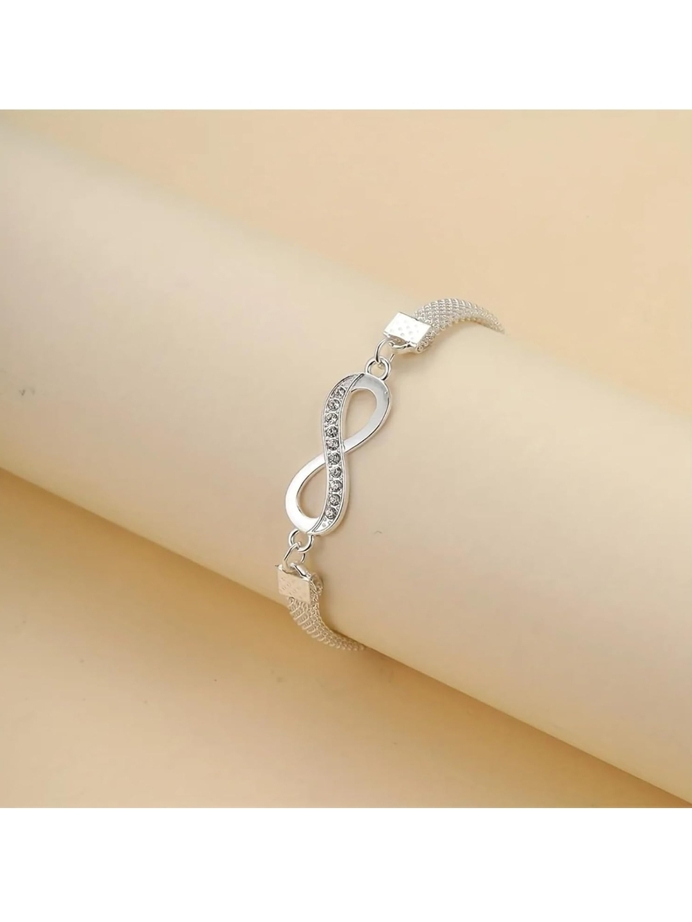 Sterling Silver Infinity Charm Anklet - Silver - Picture 5 of 5